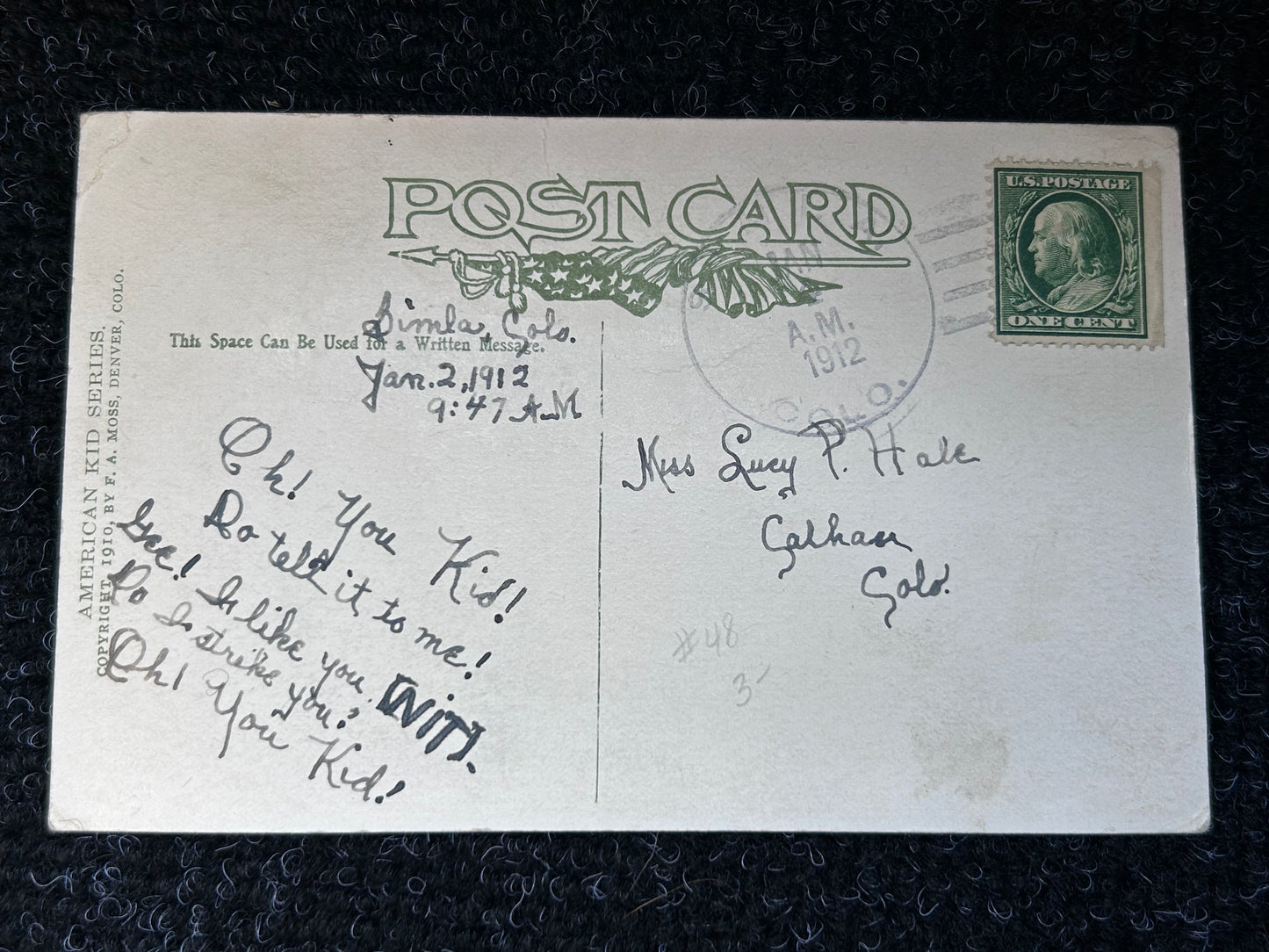 1910 Tis an ill wind, Denver CO postcard