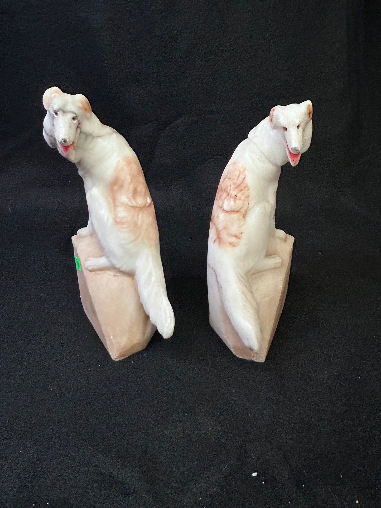 2 alabaster carved book ends- Italy