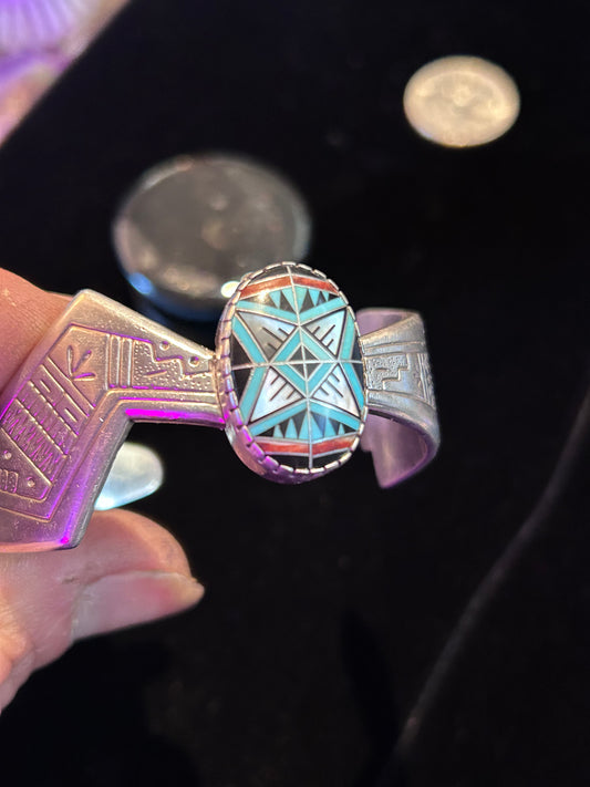 Roderick Tenario turquoise & sterling silver bangle bracelet