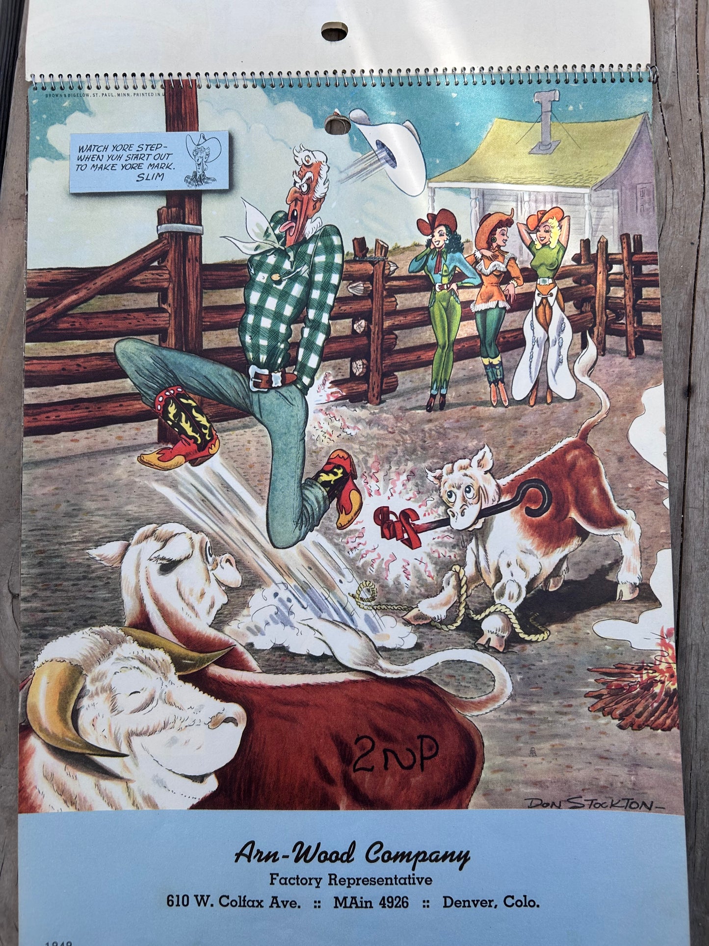 1949 Don Stockton art calendar for Arn-Wood Company Denver